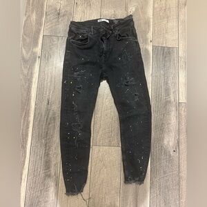 Zara Black Distressed Skinny Jeans Size 31